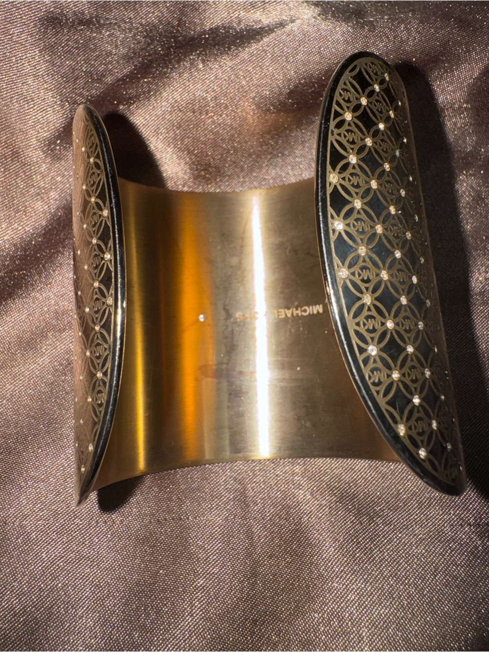 Michael Kors Gold and Black Decorative Cuff Bracelet